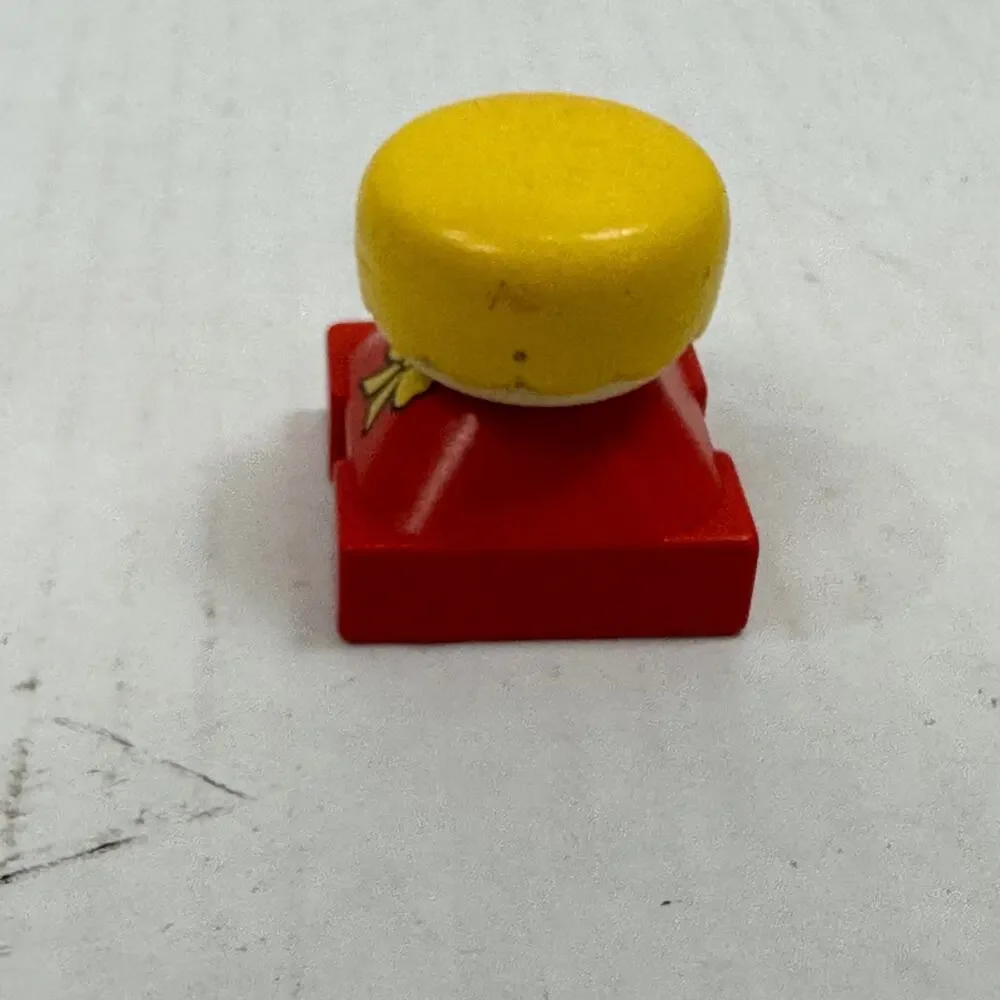 Vintage Duplo Figure Square Bottom 2x2 Red Body Yellow Hair
